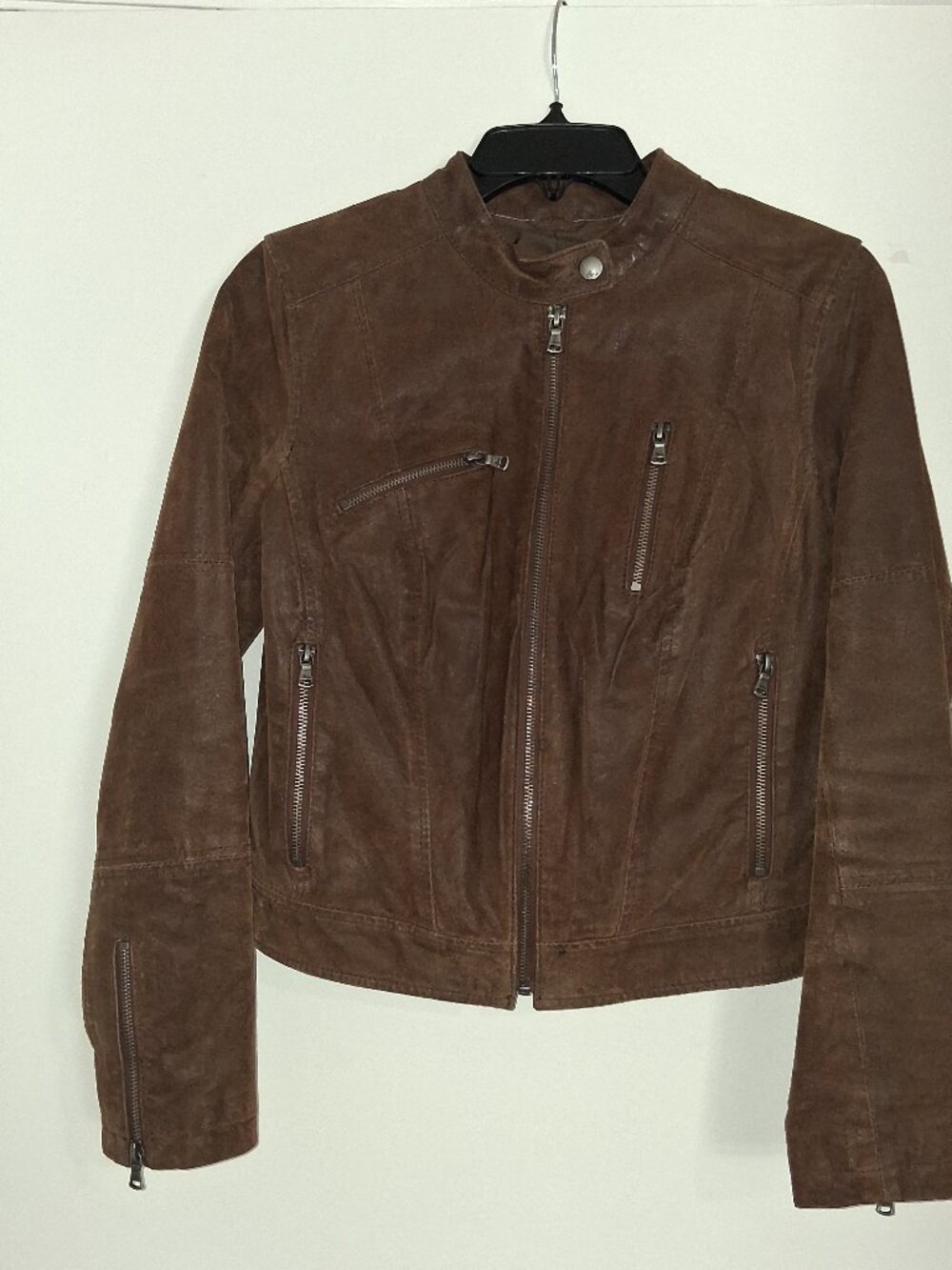 Levi's Vintage Brown Suede Leather Cafe Racer Moto Jacket PM